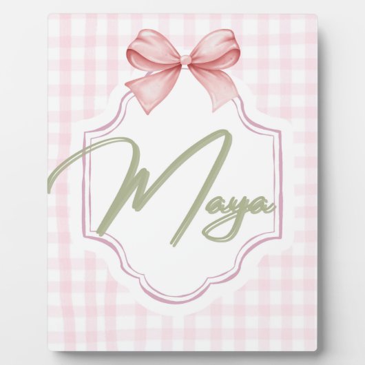 Personalisiert Maya Baby Girl Kinderzimmer Bow&Gin Fotoplatte (Vorderseite)