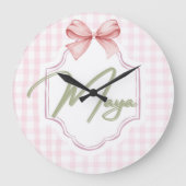 Personalisiert Maya Baby Girl Kinderzimmer Bow&Gin Große Wanduhr (Vorderseite)