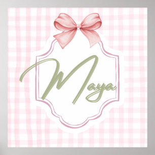 Personalisiert Maya Baby Girl Kinderzimmer Bow&Gin Poster