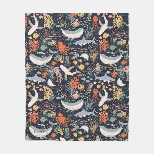 Personalisiert | Meeresleben Fleecedecke (Vorderseite)