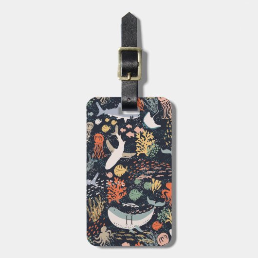 Personalisiert | Meeresleben Gepäckanhänger (Vorderseite vertikal)