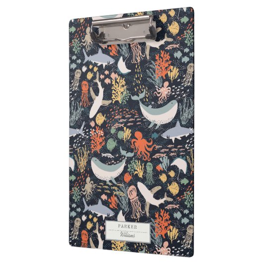 Personalisiert | Meeresleben Klemmbrett (Links)