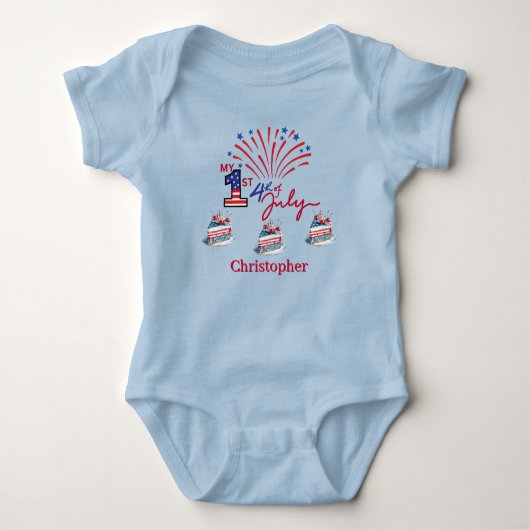 Personalisiert mein 1. 4. Juli Baby Bodysuit Baby Strampler (Vorderseite)