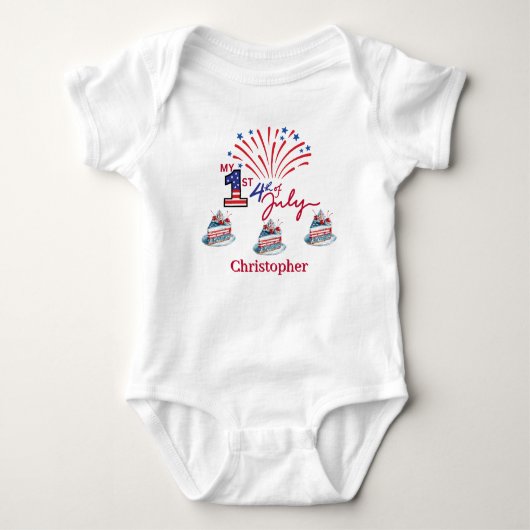 Personalisiert mein 1. 4. Juli Baby Bodysuit Baby Strampler (Vorderseite)