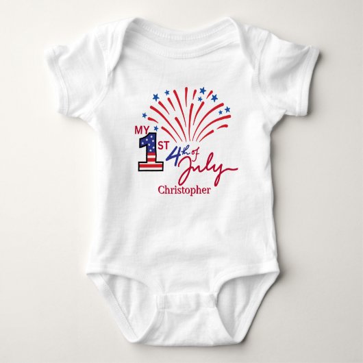Personalisiert mein 1. 4. Juli Baby Bodysuit Baby Strampler (Vorderseite)
