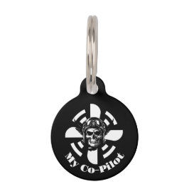 Personalisiert mein Co-Pilot, Skull Pilot, Minimal Haustiermarke