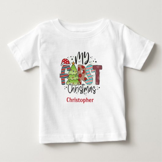 Personalisiert Mein erstes Weihnachtsgeschenk-Baby Baby T-shirt (Vorderseite)