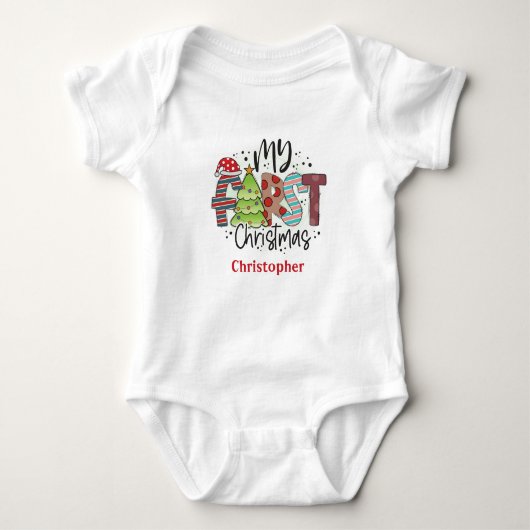 Personalisiert Mein erstes Weihnachtsgeschenk Baby Strampler (Vorderseite)