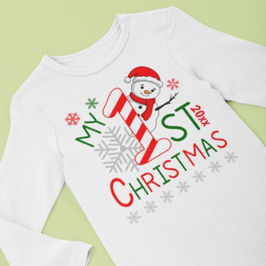 Personalisiert mein erstes WeihnachtsOutfit Snowma Baby Strampler