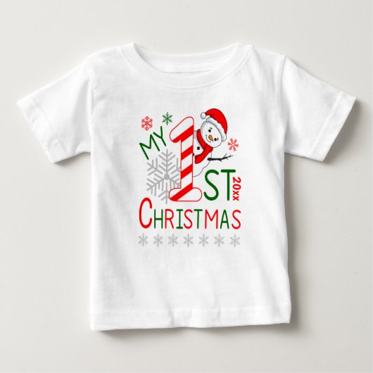 Personalisiert mein erstes WeihnachtsOutfit Snowma Baby T-shirt (Vorderseite)