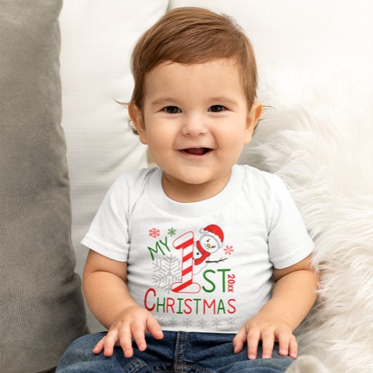 Personalisiert mein erstes WeihnachtsOutfit Snowma Baby T-shirt