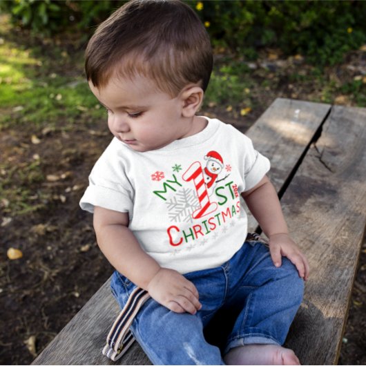 Personalisiert mein erstes WeihnachtsOutfit Snowma Baby T-shirt