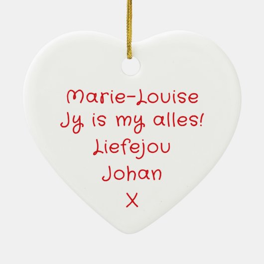 Personalisiert Mein Hartjie Mein Liefie Applique H Keramik Ornament (Hinten)