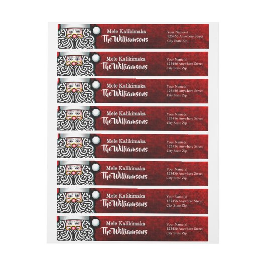 Personalisiert Mele Kalikimaka Santa Rücksendeadre (Bogen)