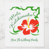 Personalisiert Mele Kalikimaka Weinetikett (Einzelnes Label)