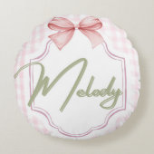 Personalisiert Melody Baby Girl Kinderzimmer Bow&G Rundes Kissen (Vorderseite)