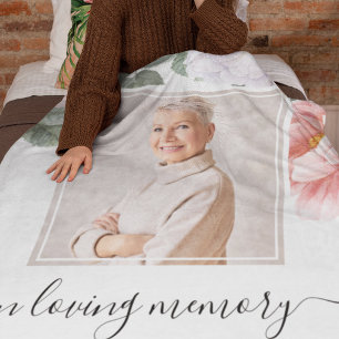 Personalisiert Memorial Foto Peony Floral Fleecedecke