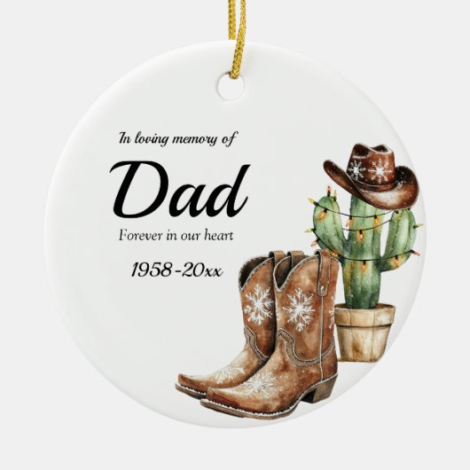 Personalisiert Memorial Keepake Cowboy Cactus Keramik Ornament (Vorne)