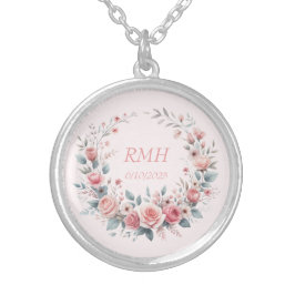 Personalisiert Memorial Rose Necklace Versilberte Kette