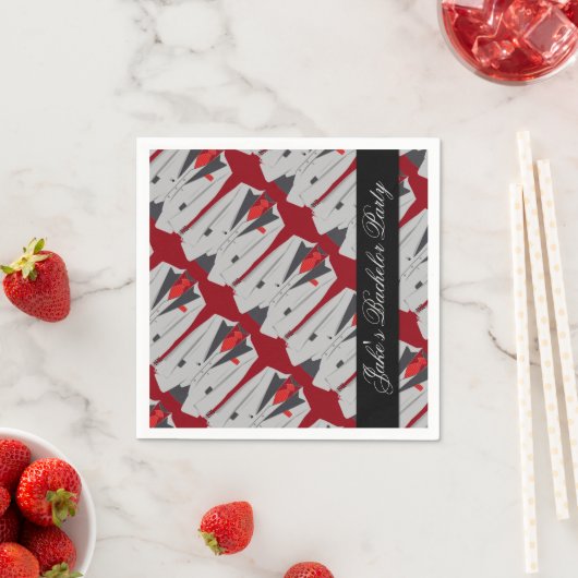 Personalisiert Men Gray Anzug & Red Krawatte Napki Serviette (Beispiel)