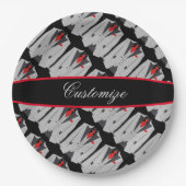 Personalisiert Men Gray Anzug & Red Krawatte Pappteller (Vorderseite)