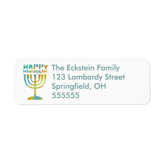 Personalisiert Menorah Happy Hanukkah Address Labe (Vorne)