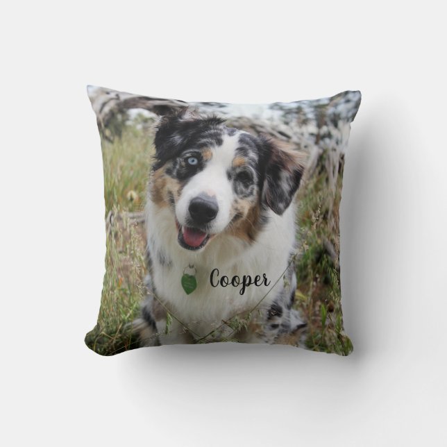 Personalisiert Merle Australian Shepherd Puppy Kissen (Vorderseite)