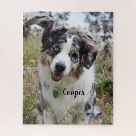 Personalisiert Merle Australian Shepherd Puppy Puzzle (Vertikal)