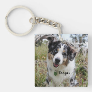 Personalisiert Merle Australian Shepherd Puppy Schlüsselanhänger