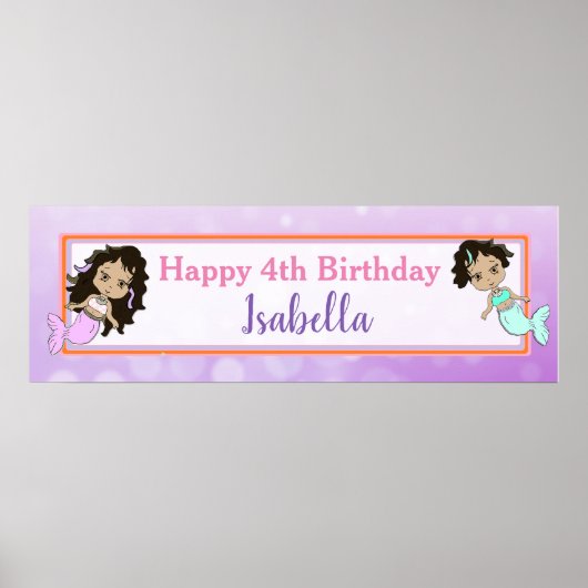 Personalisiert Mermaid Birthday Banner Poster (Vorne)