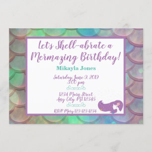 Personalisiert Mermaid Birthday Einladung