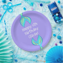 Personalisiert Mermaid Birthday Lila Pappteller