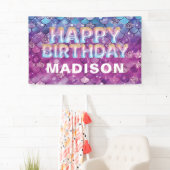 Personalisiert Mermaid Birthday Pink Blue Glitzer Banner (Insitu)