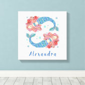 Personalisiert Mermaid Canvas Print Leinwanddruck (Insitu (Holzboden))