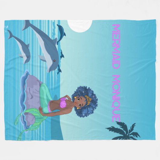 Personalisiert Mermaid Fleecedecke (Vorderseite (Horizontal))