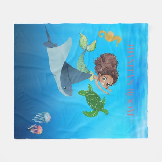 Personalisiert Mermaid Fleecedecke (Vorderseite (Horizontal))
