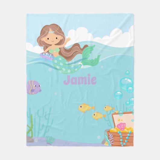 Personalisiert Mermaid Fleecedecke (Vorderseite)