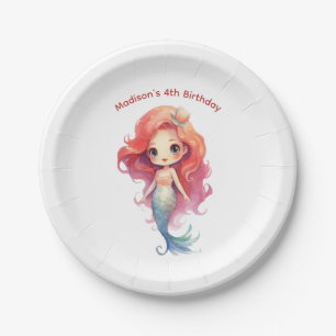 Personalisiert Mermaid Girls Geburtstag Pappteller