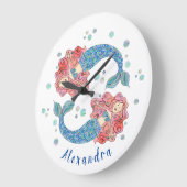 Personalisiert Mermaid Große Wanduhr (Winkel)