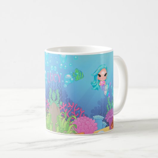 Personalisiert Mermaid Kaffeetasse (VorderseiteRechts)