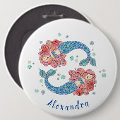 Personalisiert Mermaid Party Button Abzeichen (Vorne & Hinten)