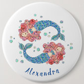 Personalisiert Mermaid Party Button Abzeichen (Vorderseite)