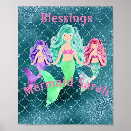 Personalisiert Mermaid Poster (Vorne)