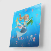 Personalisiert Mermaid Quadratische Wanduhr (Winkel)