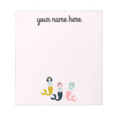 Personalisiert Mermaid Stationery Notepad Notizblock (Vorderseite)