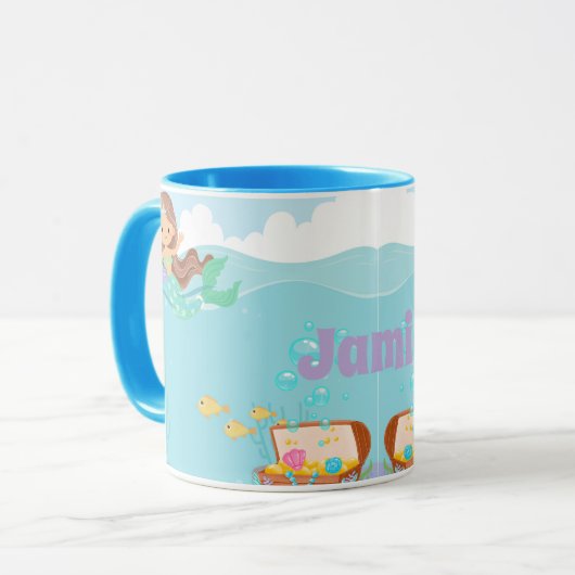 Personalisiert Mermaid Tasse (Vorderseite Links)