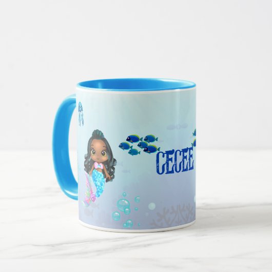 Personalisiert Mermaid Tasse (Vorderseite Links)