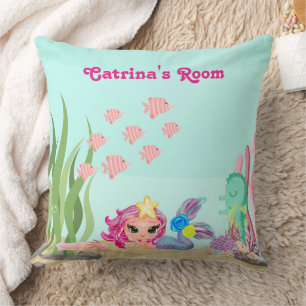 Personalisiert Mermaid und Axolotl Kissen
