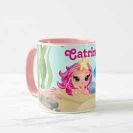 Personalisiert Mermaid und Axolotl Tasse