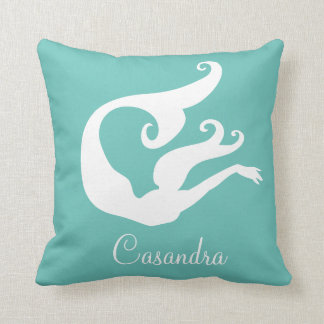 Personalisiert Mermaid White Aquamarin blau mit Mo Kissen